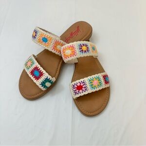 Jellypop Crochet Sandals Colorful Flower Slides Summer Shoes Size 10M Fall Shoe